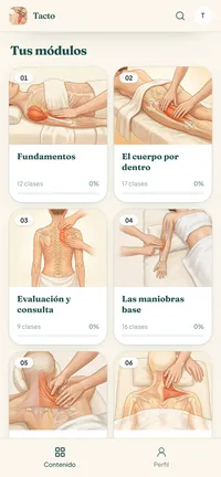 Los módulos de la app Tacto