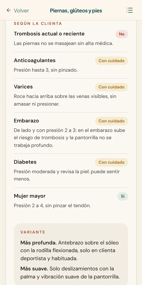 Qué sí y qué no según la clienta, en la pantorrilla